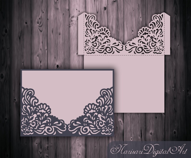 Download Wedding Invitation Pocket Envelope 5x7 SVG Template | Etsy