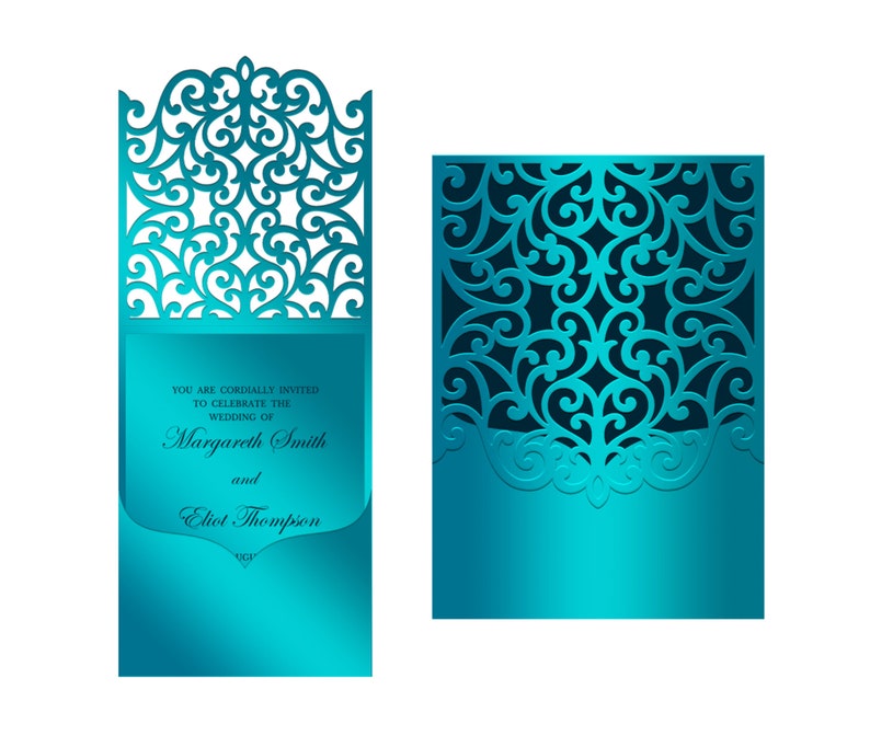 Download Laser cut Pocket Wedding Invitation Envelope 5x7 SVG | Etsy