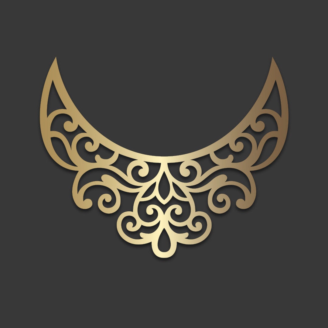 Ornamental Leather Bib Necklace Template, Vector Laser Cut File / SVG ...