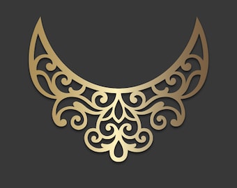 Ornamental leather Bib necklace template, vector laser Cut File / SVG, DXF Cosplay accessories design, Cricut maker bijouterie pattern