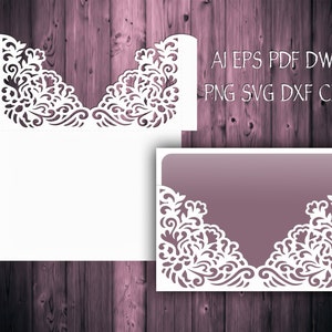 5x7 Wedding Invitation Pocket Envelope SVG Template, Quinceanera Invitation, laser cutting file, Silhouette Cameo, Cricut INSTANT DOWNLOAD