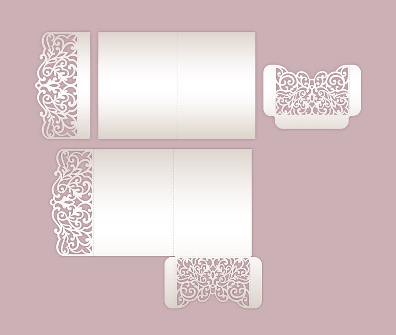 Download Tri Fold 5x7 Wedding Invitation Pocket Envelope SVG ...