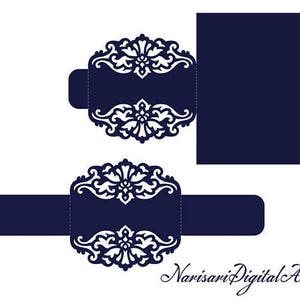 Belly band Wedding Invitation cutting file. Laser cut Template, Floral wreath/border, 5x7'' SVG, DXF, Silhouette Cricut