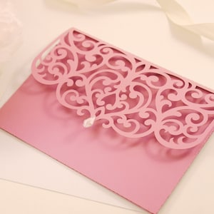 5x7 レーザー カット ポケット結婚式招待状封筒、SVG、ai、cdr、eps、pdf テンプレート、シルエット カメオ、Cricut デジタル カッティング ファイル
