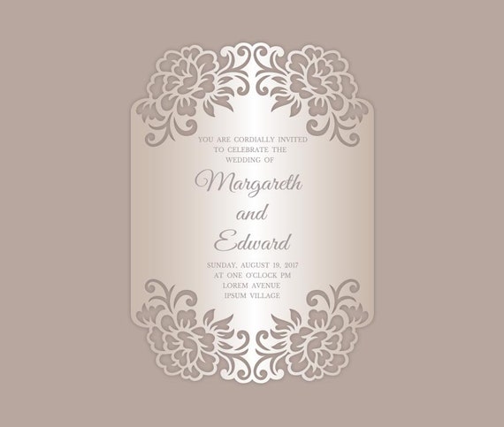 Floral Laser Cut Wedding Invitation Card Template Rsvp Menu Etsy