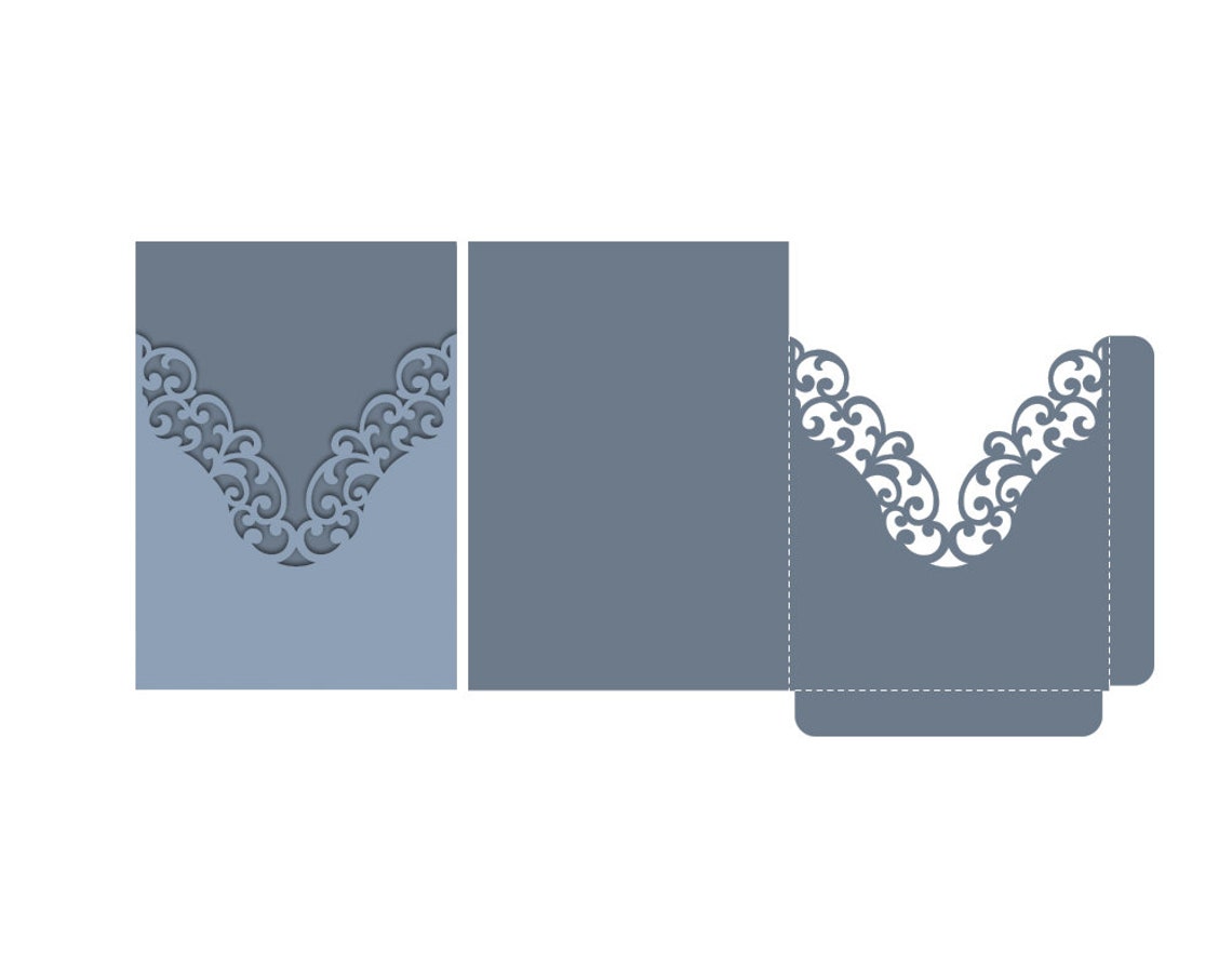 5x7 Laser Cut Pocket Wedding Invitation Envelope SVG Ai Etsy