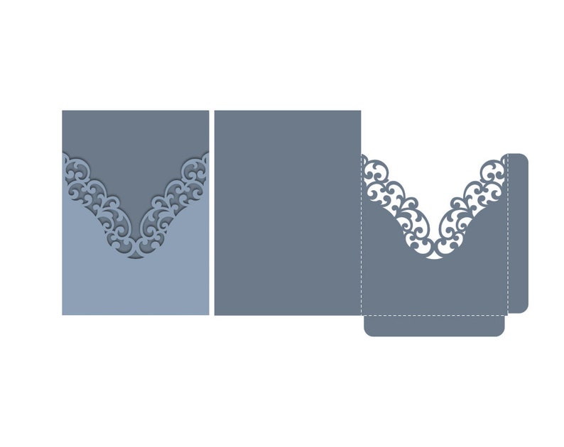 Download 5x7 Laser cut Pocket Wedding Invitation Envelope SVG ai | Etsy