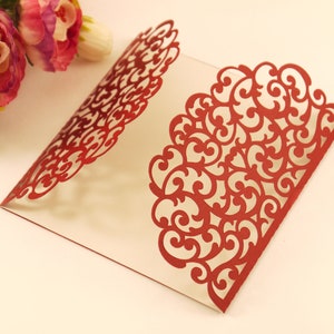 Plantilla de tarjeta cuadrada 5x5 cortada con láser de invitación de boda plegable en puerta, archivo de corte SVG DXF, Silhouette Cameo, descarga digital Cricut
