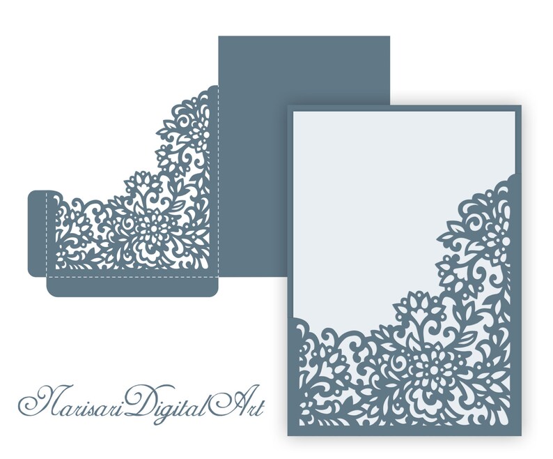 Laser Cut Wedding Invitation Pocket Envelope 5x7 Corner Frame Etsy