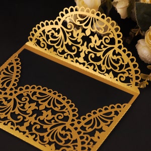 5x7 Laser cut Pocket Wedding Invitation Envelope, SVG, ai, cdr, eps, pdf Template, Silhouette Cameo, Cricut digital cutting file