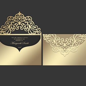 Busta per invito a nozze tascabile con taglio laser 5x7, SVG, ai, cdr, eps, modello pdf, Silhouette Cameo, file di taglio digitale Cricut