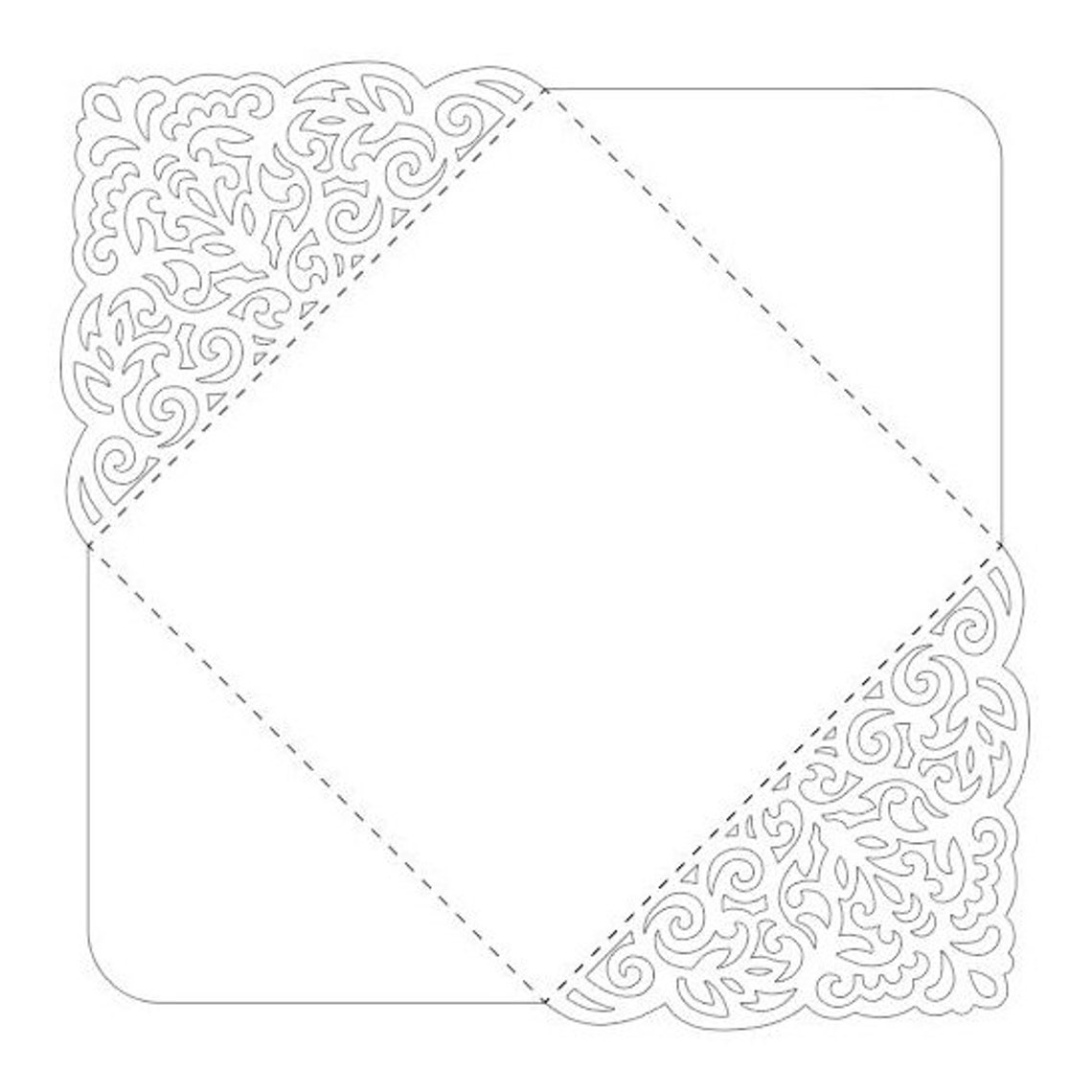 Laser Cut Card Pattern Wedding Invitation Fourfold Envelope Etsy