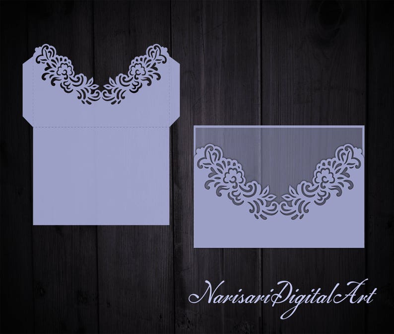 Download 5x7'' Floral Wedding Invitation Pocket Envelope SVG | Etsy