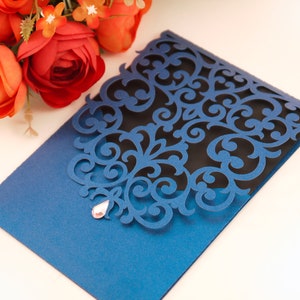 5x7 verzierter, lasergeschnittener Taschen-Hochzeitseinladungsumschlag, SVG, Ai, CDR, Eps, PDF-Vorlage, Silhouette Cameo, digitale Cricut-Schneidedatei