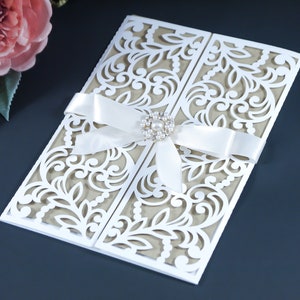 5x7 Gate-fold Hochzeitseinladung, lasergeschnittene Kartenvorlage, SVG DXF-Schneidedatei, Silhouette Cameo, Cricut Digitaler Download