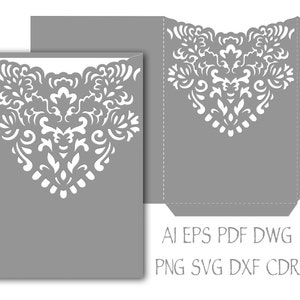 Wedding Invitation Pocket Envelope 5x7 Template, cutting file, (svg, cdr, dxf, dxf, ai, png, pdf) Silhouette Cameo, Cricut INSTANT DOWNLOAD