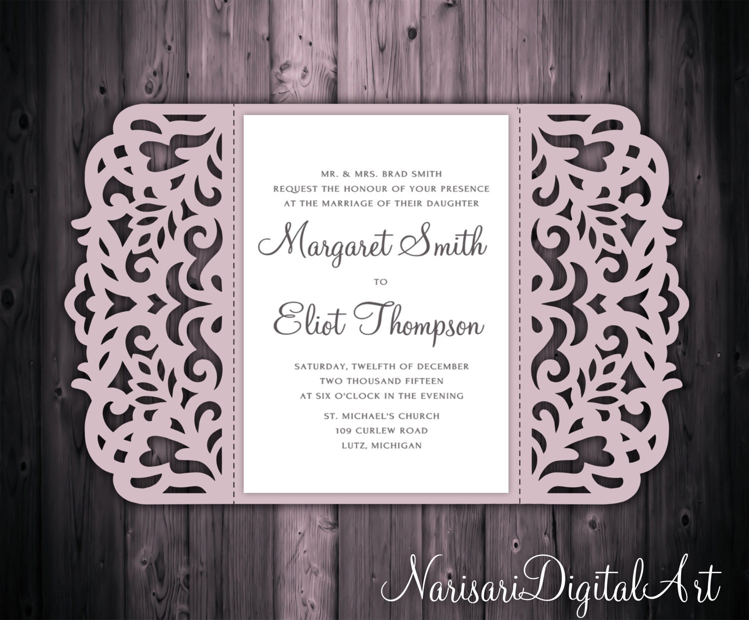 Download 5x7'' Gate-fold Wedding Invitation Card Template ...