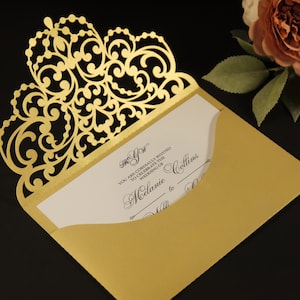 5x7 Laser cut Pocket Wedding Invitation Envelope, SVG, ai, cdr, eps, pdf Template, Silhouette Cameo, Cricut digital cutting file