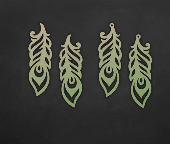 Faux Leather Feather Earrings Set, Laser Cut Templates, Cutting
