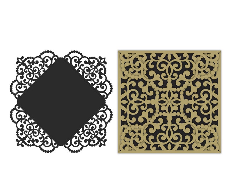 Download SVG Wedding invitation four fold dxf ai cdr eps 6x6 Square ...