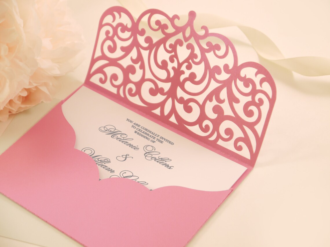 5x7 Laser Cut Pocket Wedding Invitation Envelope SVG Ai Etsy