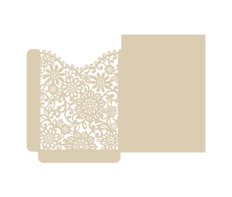 Download 5x7 Laser cut Floral Pocket Wedding Invitation Envelope SVG | Etsy