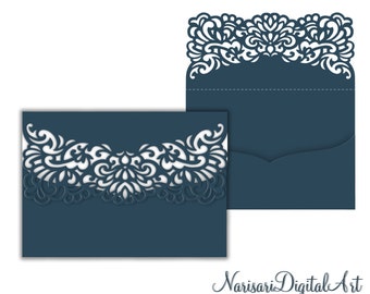 Invitation de mariage Pocket Envelope 5x7 SVG Template, Quinceanera Invitation, fichier de découpe laser, Silhouette Cameo, Cricut INSTANT DOWNLOAD