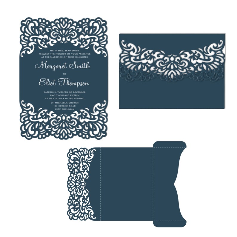 Download Cricut Silhouette Cameo Set Laser Cut Wedding Invitation Templates Card Envelope Belly Band Rsvp Four Fold