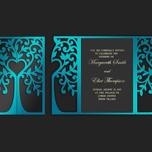 Tree Gate plier laser cut Wedding Invitation Template, Quinceanera, DXF, DWG, SVG fichier de découpe, Silhouette Cameo, Cricut Téléchargement numérique