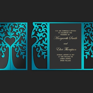 Tree Gate fold laser cut Wedding Invitation Template, Quinceanera, DXF, DWG, SVG cutting file, Silhouette Cameo, Cricut Digital download