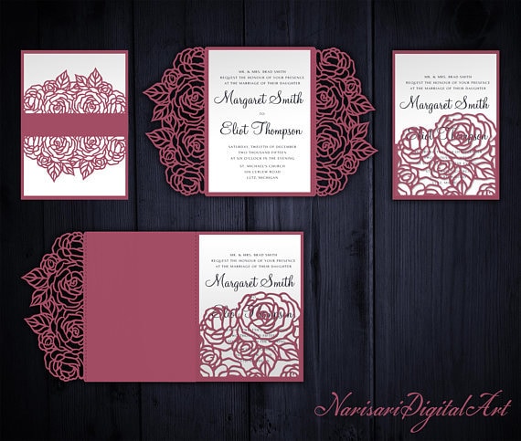 roses set cricut wedding invitation template gate fold etsy gatefold wedding invitations template