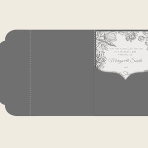 Invitation de mariage simple à trois volets - Enveloppe de poche 5x7 - Modèle SVG, carte Quinceanera, fichier découpé au laser, Silhouette Cameo, Cricut