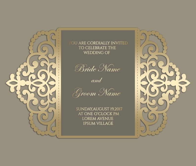 Ornate Gate-fold Wedding Invitation découpé au laser 5x7 Modèle de carte, fichier de découpe SVG DXF, Silhouette Cameo, Cricut Téléchargement numérique image 1