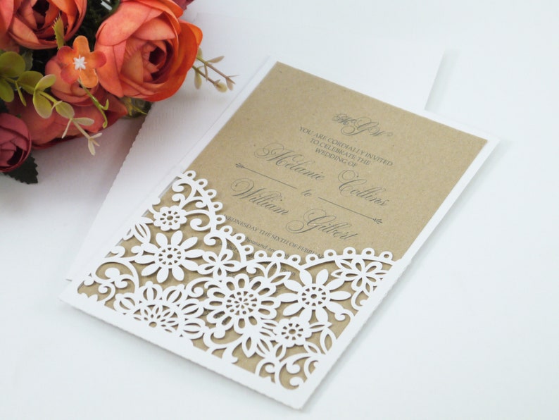 Download 5x7 Laser cut Floral Pocket Wedding Invitation Envelope ...