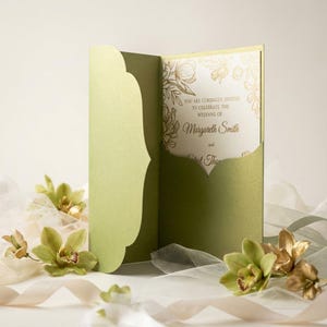 Simple Tri-Fold Wedding Invitation - 5x7 Pocket Envelope - SVG Template, Quinceanera card, lasercut file, Silhouette Cameo, Cricut