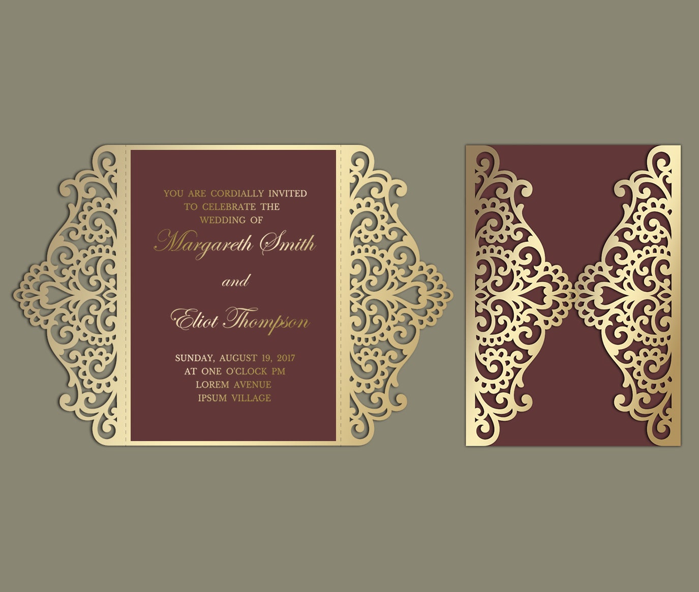 Download 5x7 Tri Fold Wedding Invitation Laser Cut Card Template Cricut Digital Download Silhouette Cameo Ornate Lace Svg Dxf Cutting File Weddings Invitations Paper Pizzaterminal Il Com