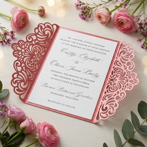 5x7 Gate-fold Wedding Invitation laser cut Card Template, SVG DXF cutting file, Silhouette Cameo, Cricut Digital download
