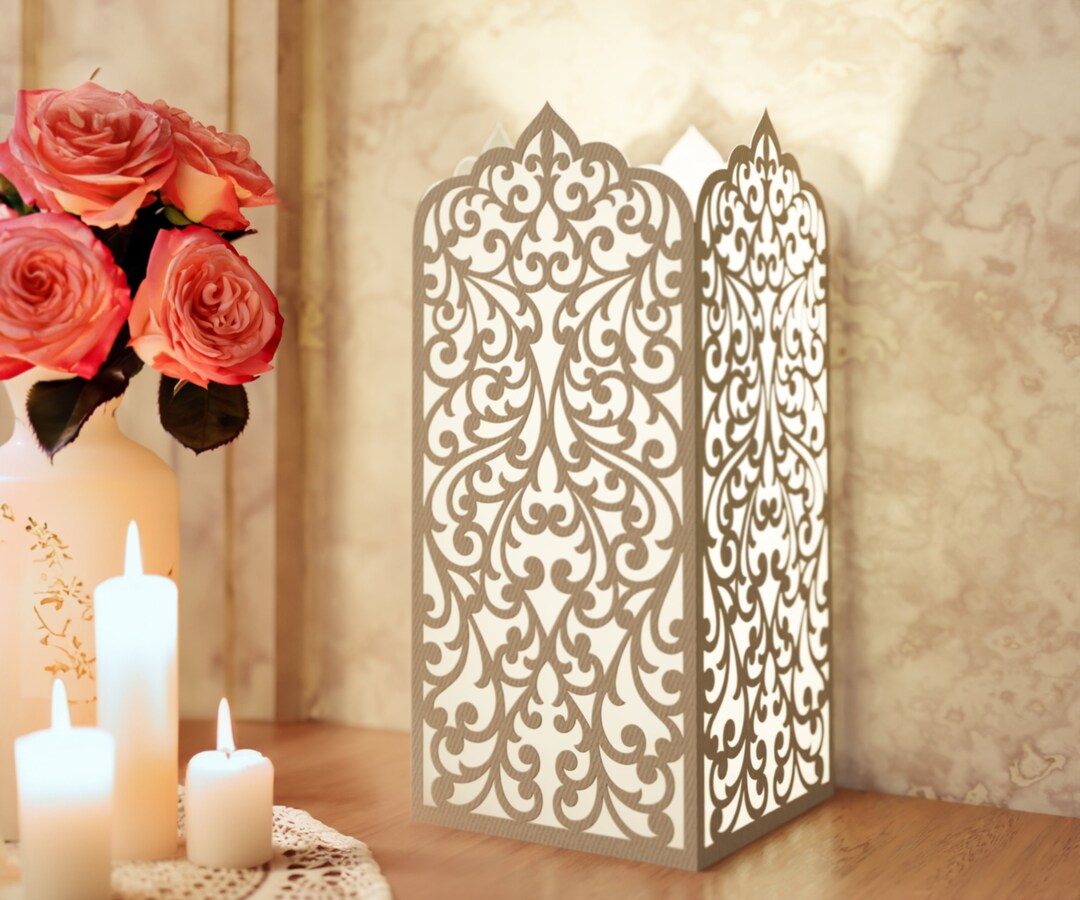 SVG Luminary Template, Candle Holder Template, Laser Cut Lantern Vector Ai, Eps, Pdf, Dwg, Dxf