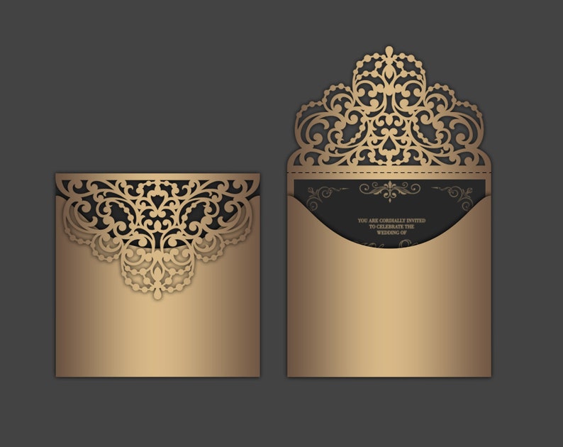 Download 5x5 Square Laser cut Pocket Wedding Invitation Envelope ...