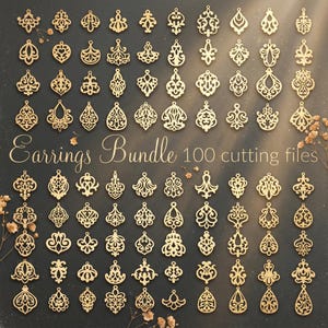 SVG fanerörhänge mall Bundle Glowforge - Cricut-fil, Hänge digital nedladdning, Laserskuren fil, Smyckestillverkning i trä/läder