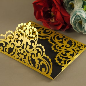 5x7 Laser cut Pocket Wedding Invitation Envelope, SVG, ai, cdr, eps, pdf Template, Silhouette Cameo, Cricut digital cutting file