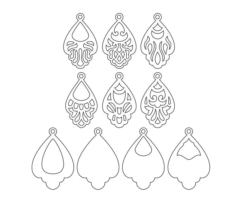 Download Craft Supplies Tools Sculpting Forming Faux Leather Earrings Set Double Layered Style Cutting File Svg Cricut Maker Silhouette Cameo Tear Drop Pendant Laser Cut Templates