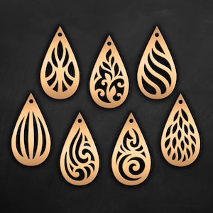 Set di orecchini in finta pelle SVG, modello di taglio laser pendente a goccia, file di taglio / SVG, DXF Cricut maker/Silhouette Cameo design bijouterie