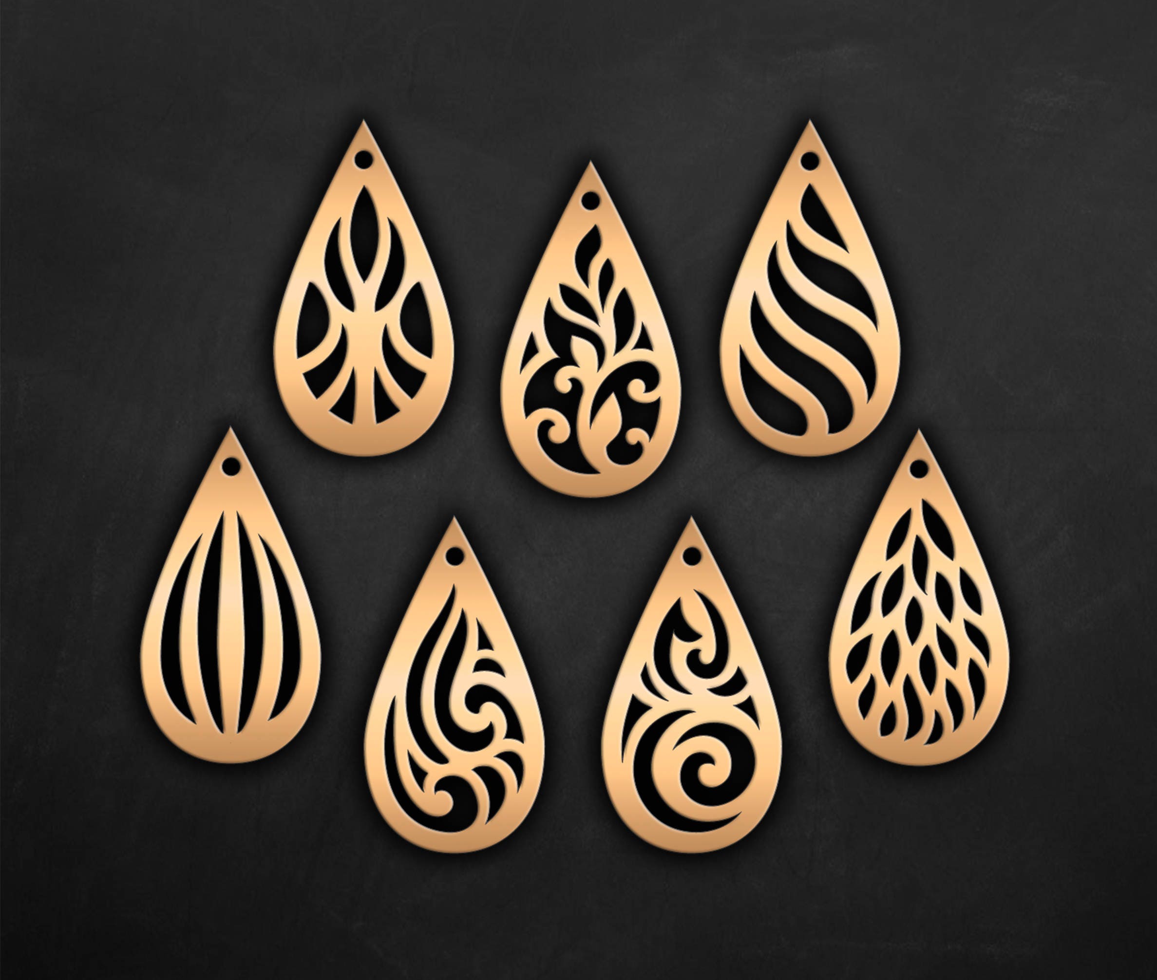 SVG Faux leather earrings Set Tear drop Pendant laser cut Etsy