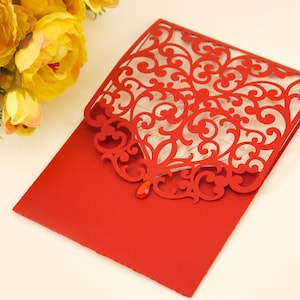 5x7 Ornate Laser cut Pocket Wedding Invitation Envelope, SVG, ai, cdr, eps, pdf Template, Silhouette Cameo, Cricut digital cutting file