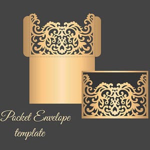 Wedding Invitation Pocket fold Envelope 5x7, SVG Template, Die cut, Quinceanera, Laser, Silhouette Cameo, Cricut cutting file