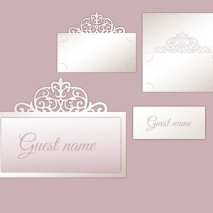 Laser cut Wedding Folded Place Card template, Name / escort wedding cards Vector design DXF SVG files, Silhouette Cameo, Cricut cutting