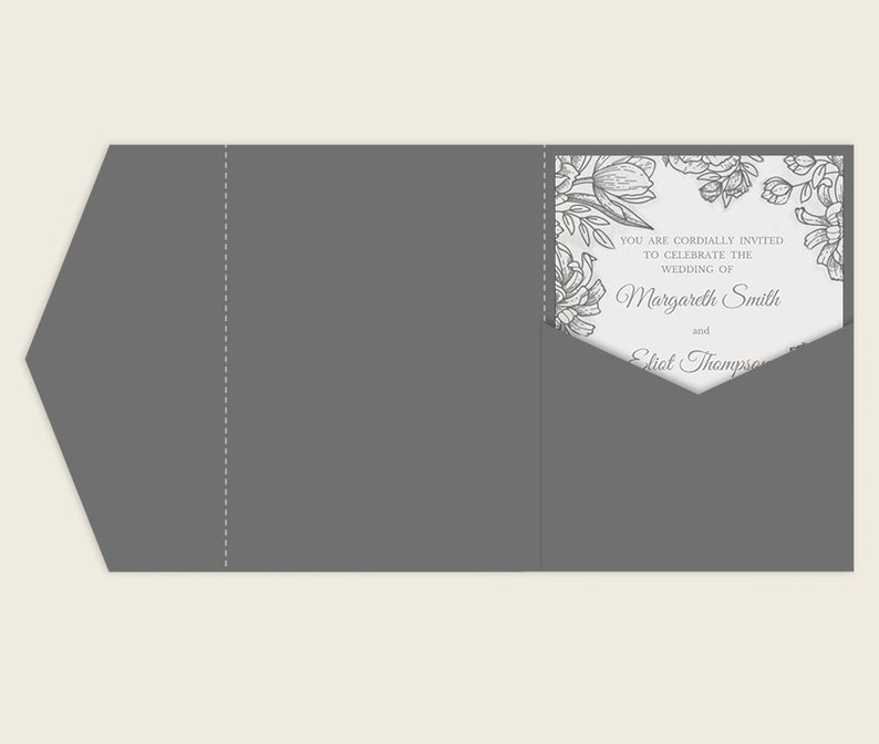 Simple Tri-fold Wedding Invitation 5x7 Pocket Envelope SVG - Etsy