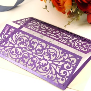 5x7 Gate-fold Wedding Invitation laser cut Card Template, Panneau orné SVG DXF fichier de découpe, Silhouette Cameo, Cricut Téléchargement numérique