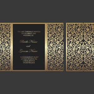 5x7 Gate-fold Hochzeitseinladung, lasergeschnittene Kartenvorlage, SVG DXF-Schneidedatei, Silhouette Cameo, Cricut Digitaler Download